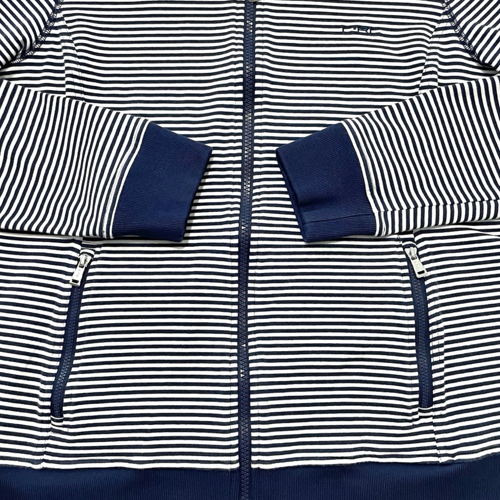 Lauren Active by Ralph Lauren L-RL Navy Blue & White Striped Zip-Up Track Jacket - Picture 11 of 16